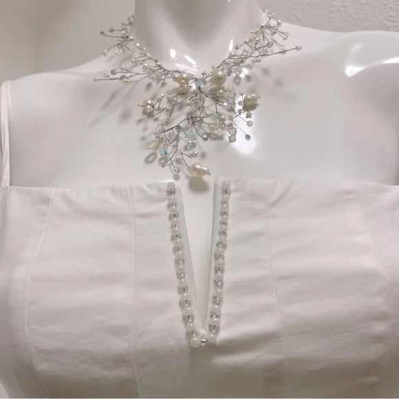 Reformation Kye Midi Dress in White with Custom Beaded front detail | Sz 6 - Picture 4 of 11